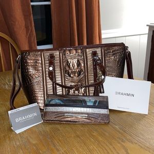 New Mini Asher Patina Dorati Genuine Leather bag and wallet